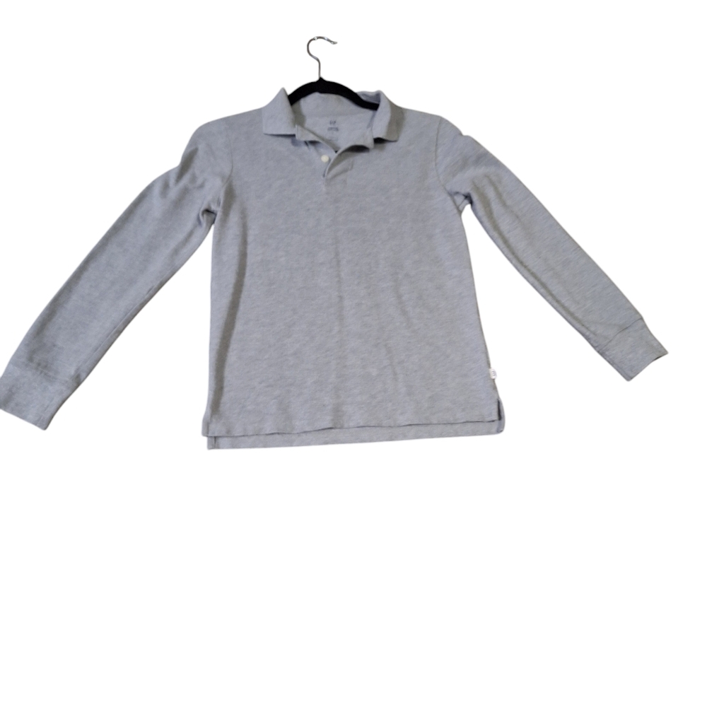 Pre-owned Gap Kids 100% organic Grey Heather Uniform longsleeve  polo shirt L